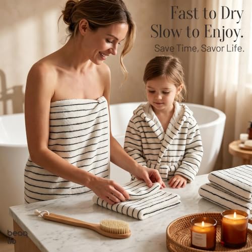 White Cotton Bath Towel Set 8 Pieces - Soft, Absorbent, Quick-Dry