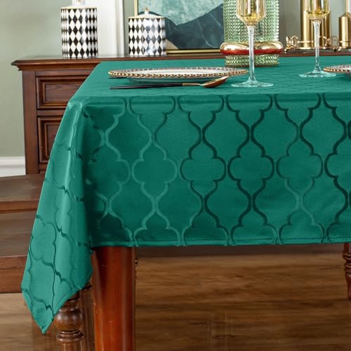 SASTYBALE Christmas Green Rectangular Jacquard Tablecloth 60x120 Inches