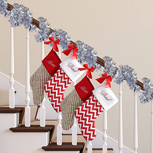 Sggvecsy Silver Christmas Tinsel Garland 49.2Ft Holiday Indoor Outdoor Decor