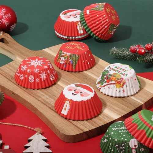 600 Pcs Paper Baking Cups Cupcake Wrappers,Christmas Cupcake Liners