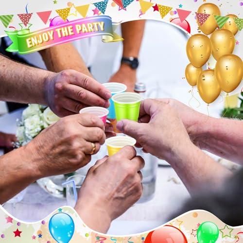 Roshtia 100 Pack 2oz Plastic Shot Glasses - Multi Colors for Parties