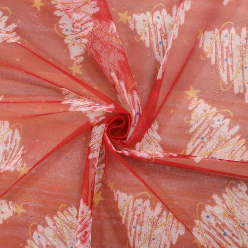 SoarDream Red Christmas Tree Table Runner 29x120 Inch Holiday Tulle Linen