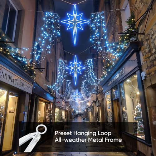 Bethlehem Star LED Light Sign, 43-Inch, Blue – Static Blue Light, Outdoor Christmas Decor
