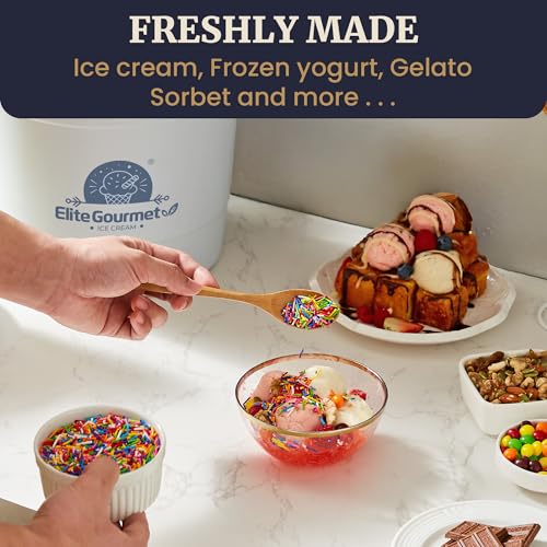 Elite Gourmet EIM350 4Qt 50W Electric Ice Cream Maker, Periwinkle