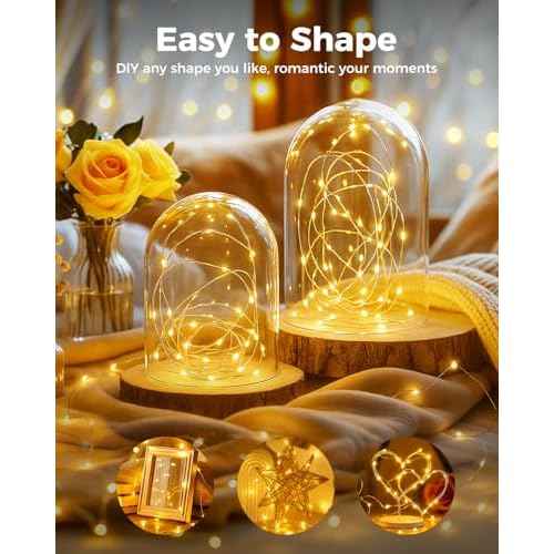 btfarm 6 Pack Fairy Lights Battery Operated, 7FT 20 LED Mini String Lights Waterproof Silver Wire for Mason Jars Centerpiece Table Crafts Bedroom Christmas Decoration, Warm White