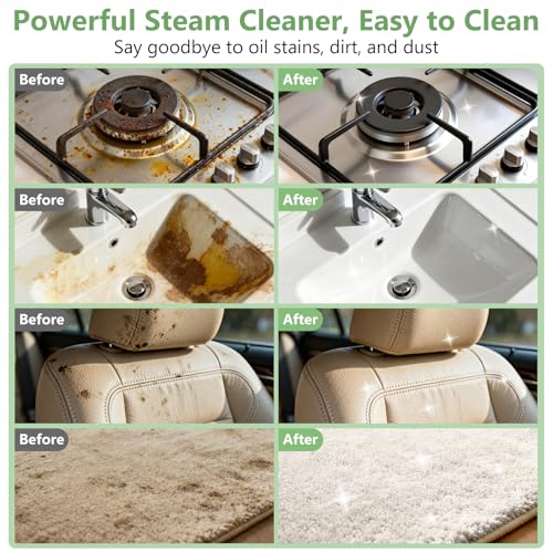 WSRYYCC Green Handheld Steam Cleaner with 16 Accessories, 6-Level Adjustable, 15s Heat-Up