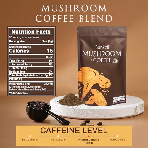Instant Mushroom Coffee Blend with Adaptogenic Mushrooms - 10.58oz, 50 Servings