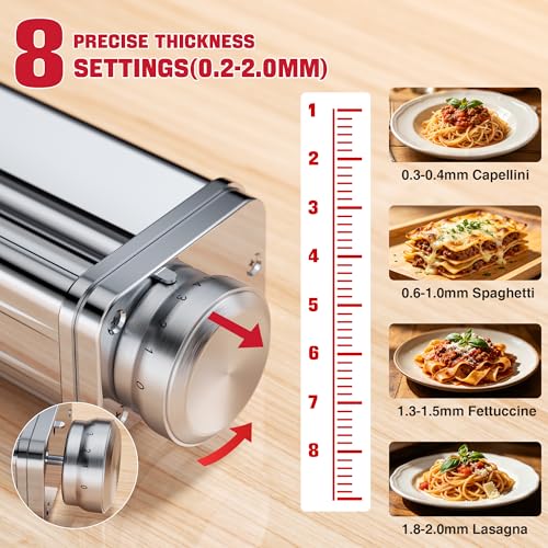 3PCS Pasta Maker Attachment for KitchenAid Stand Mixers - Stainless Steel Pasta Roller with Spaghetti & Fettuccine Cutter - Variation of THIS listing