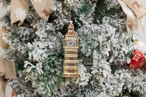 London Big Ben Christmas Ornament Set – 2 Glass Hand-Painted Holiday Ornaments
