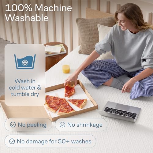 Waterproof King Mattress Protector White - 360 Spill & Stain Protection, Bamboo Viscose, Noiseless & Cooling