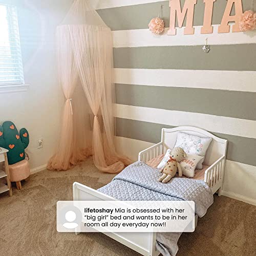 Toddler Bed with Guardrails - Bianca White, Greenguard Gold Certified - Delta Children Bennett