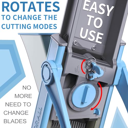 ONCE FOR ALL Sky Blue Upgraded Safe Mandoline Slicer with Large Capacity