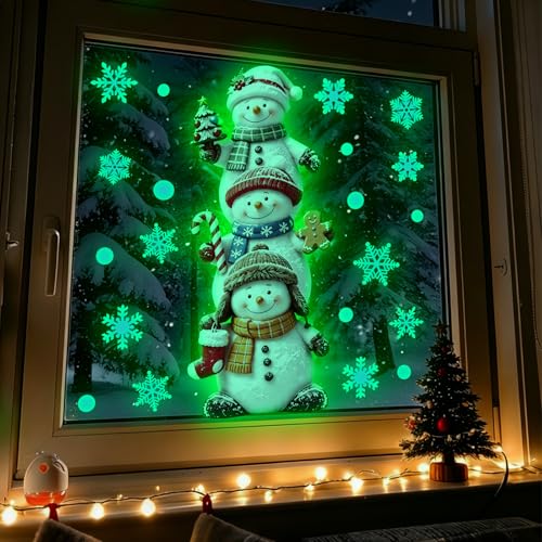 Vanco-Up Snow Glow in The Dark Snowman Wall Stickers - Peel & Stick (Snow) 30×40cm