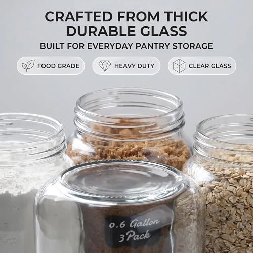 78oz Square Airtight Glass Food Storage Canisters with Heavy Duty Lids - Wide Mouth Pantry Containers - Variation: 78 fl oz x 3 - Square