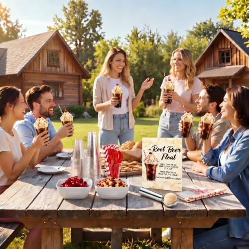 Disposable Root Beer Float Cups Set with Straws and Spoons - 154 Pieces