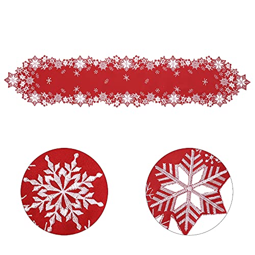 Simhomsen Embroidered Snowflakes Table Runner 14x144 inches Christmas Winter Decor