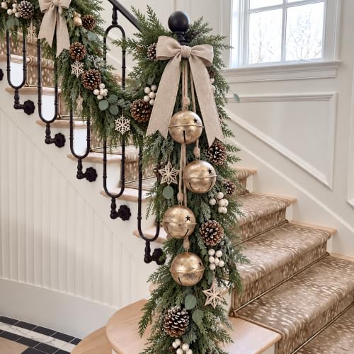29-Inch Christmas Hanging Bells with Rope for Wreath & Holiday Decor