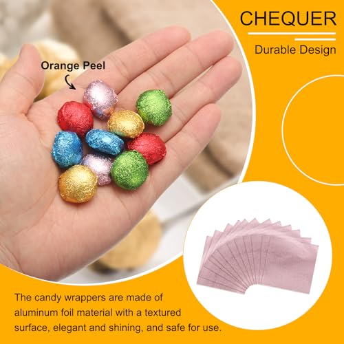 uxcell 100pcs Foil Candy Wrappers, 8 x 8 Inch Chocolate Bar Wrappers, Aluminum Foil Paper for Caramel Candy Packaging Decoration (Light Pink, Orange Peel)