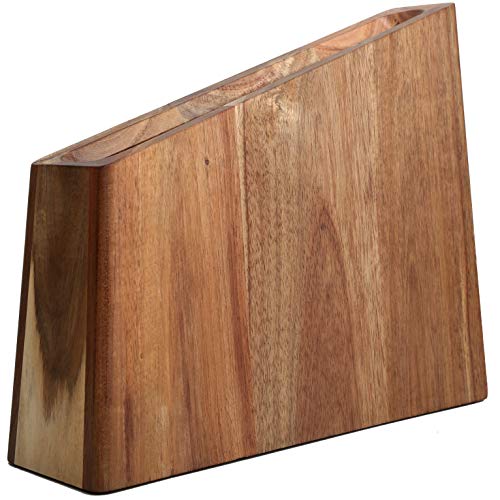 Brown Magnetic Knife Holder Block - Double-Sided Wooden Kitchen Rack with Strong Magnets