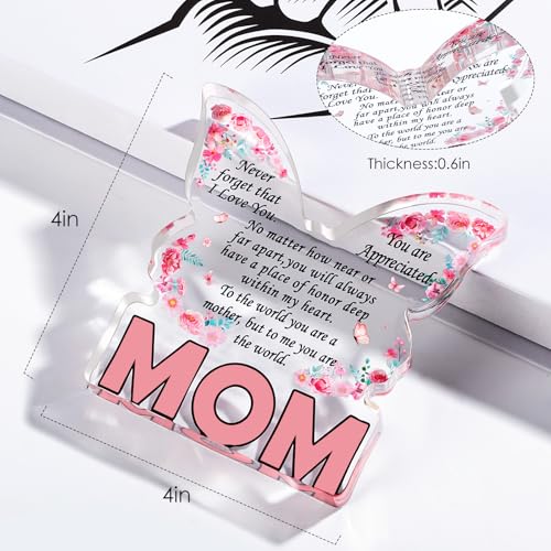 Mom Butterfly Engraved Christmas Stocking Stuffer Plaque - 4x4 Acrylic Gift