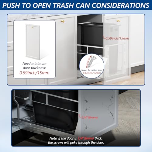 Insputer Silver Single Pull Out Trash Can Cabinet with Soft-Close Slides