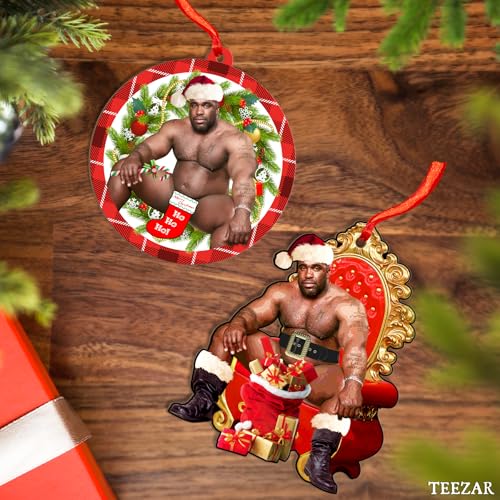 Teezar 2-Pack Wooden Christmas Ornaments - Funny Mr. Wood Meme Holiday Decor