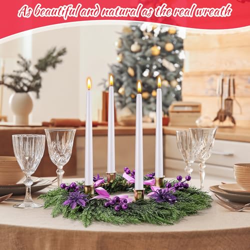 Potchen Classic Christmas Advent Wreath Ring Candleholder 22 Inch Purple Ribbon DIY Decor