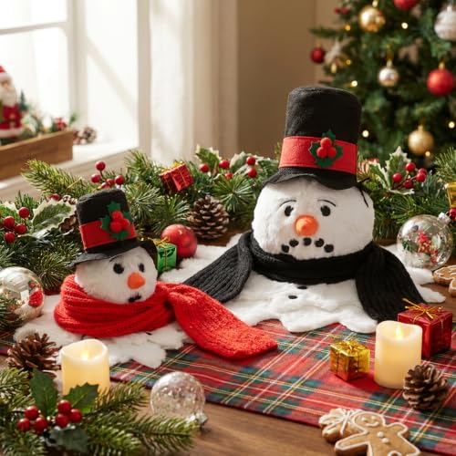 2 Pcs Christmas Plush Melting Snowman Decorations - Winter Holiday Decor