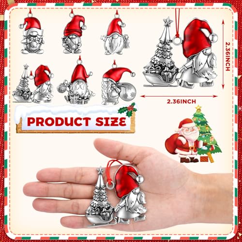 Sumind 6 Pcs Christmas Gnome Ornaments with Santa Hat Holiday Tree Decorations