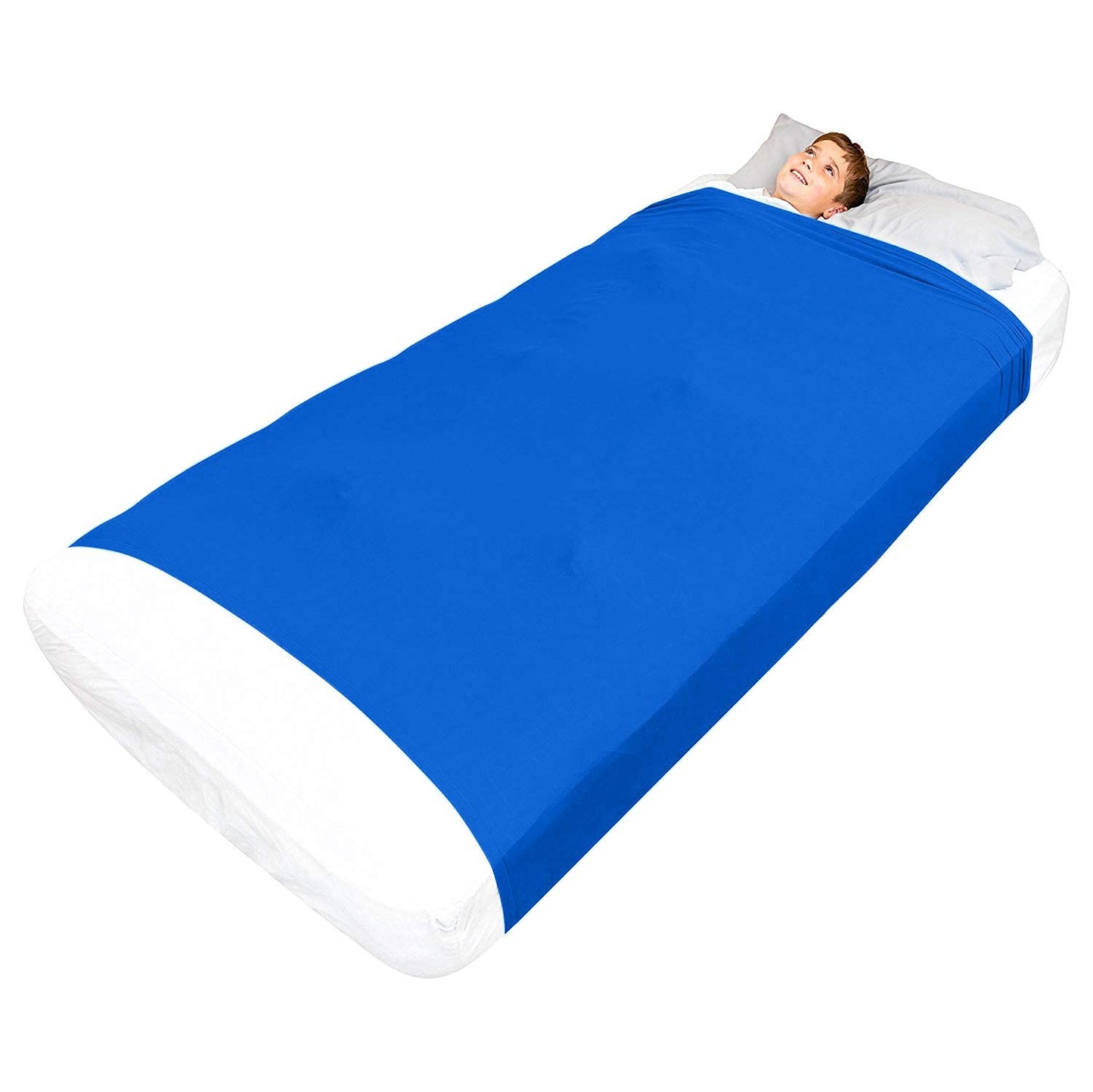 Special Supplies Sensory Bed Sheet for Kids Compression Alternative to Weighted Blankets - Breathable, Stretchy - Cool, Comfortable Sleeping Bedding -Blue (Twin)