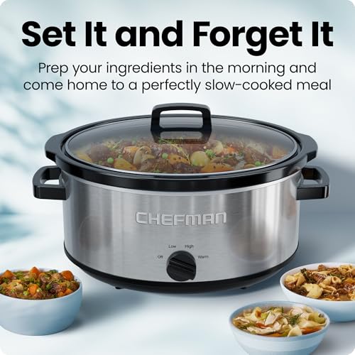 7 Quart Slow Cooker - Large Family Size with Removable Ceramic Crock & Glass Lid