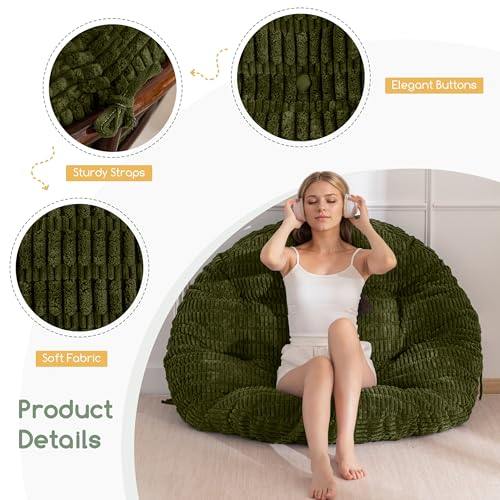 HIGOGOGO Green Papasan Chair Cushion 48 Inch Supportive Corduroy Cover