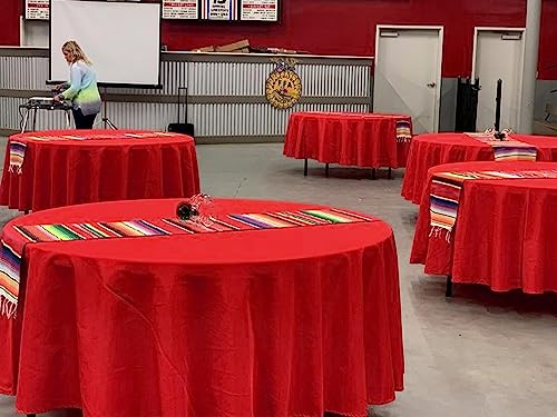 Red Round Polyester Tablecloth 120 Inch, 10 Pack - Reusable & Wrinkle-Resistant
