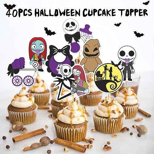 40PCS Night Before Christmas Cupcake Toppers - Night Before Christmas Cake Topper Halloween Cake Decorations Ghost Cupcake Toppers