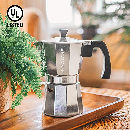 GROSCHE Milano 9-Cup Stovetop Espresso Maker Moka Pot - Silver