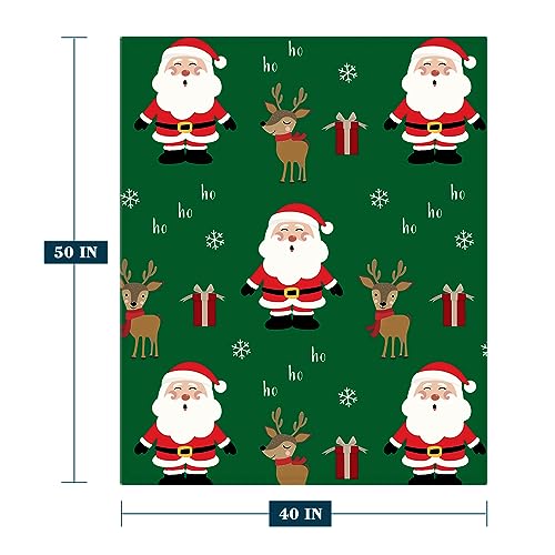 YeeJu Christmas Throw Blanket Kids Small Green Christmas Santa Blanket for Girls Boys Child Baby Bed Soft Lightweight Fuzzy Plush Fleece Blankets and Throws Xmas Winter Holiday Blanket 40x50