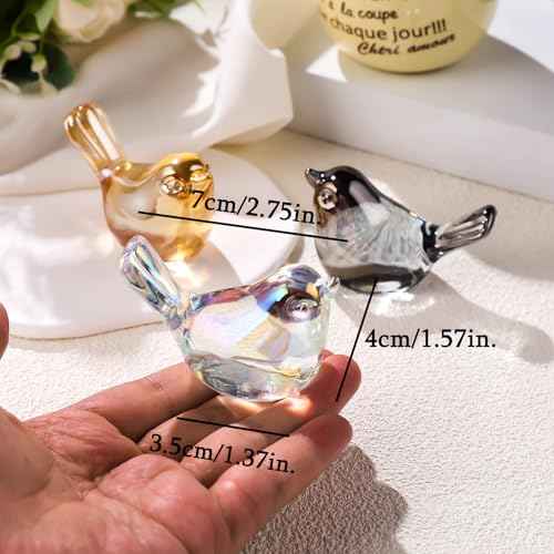 Ornalrist Crystal Clear Birds Figurines Home Decor, Glass Art Birds Collectible Figurines Paperweights Crystal Decor Gifts for Women Mom Friends (Clear)