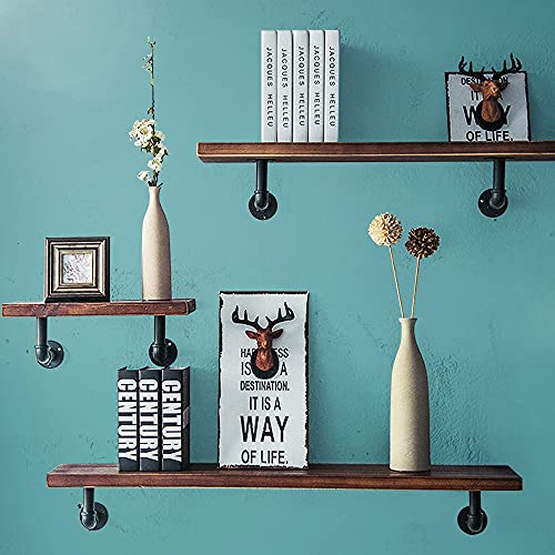 Industrial Pipe Shelf Brackets 6 Pack for 7-14 Inch Boards Heavy Duty Wall Shelves - Black Variation of 6 Pcs (for board depth 7-14 inches)