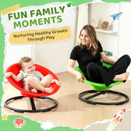HAPPYMATY Green Sensory Spin Chair for Autistic Kids & Adults, Supportive & Durable