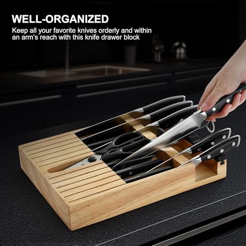 Knife Set with Block Black - 16-Piece Kitchen Cutlery & Sharpener