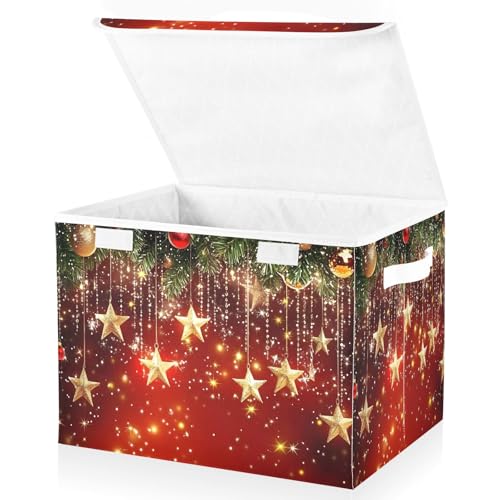 Christmas Storage Bins with Lids and Handles - Collapsible Organizer Basket (Variation Christmas 3)