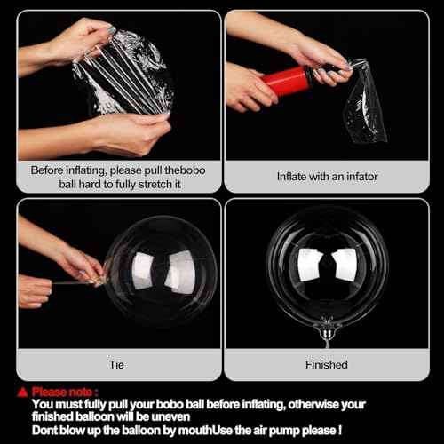 24Pcs Bobo Balloons, Different Size Clear Balloons Set for Stuffing Bubble Transparente for Baby Showers Valentines Christmas Wedding Birthday Prom Party Decoration(8/11/12/13/16/18/20 Inch)