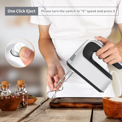 Yomelo 9-Speed Digital Hand Mixer Electric, 400W Powerful DC Motor,