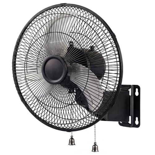 18 Inch Oscillating Wall Mount Fan - 3 Speed High Velocity Cooling, 90° Oscillation & 30° Tilt, Indoor & Outdoor
