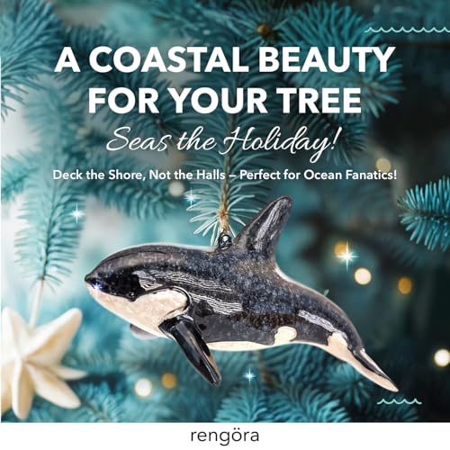 Rengöra Orca Killer Whale Christmas Ornament Hand-Painted Coastal Marine Animal