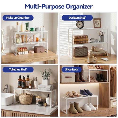 White Expandable & Stackable Kitchen Shelf Organizer - 2 Pack