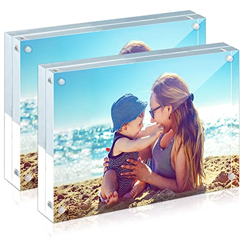 HELPLEX 8x10 Acrylic Photo Frames 2 Pack Frameless Double-Sided Magnetic Display