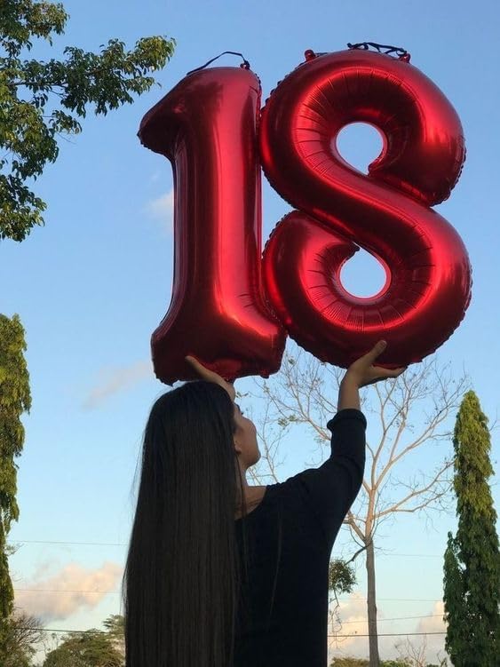 Red Number 1 Balloon - 40 Inch Shiny Red First Birthday Decoration for Baby Boy or Girl