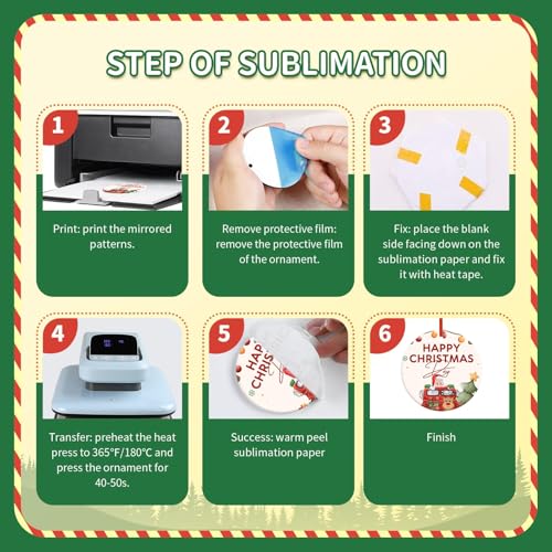 HTVRONT 26 Pcs Sublimation Ornament Blanks Double-Sided with Red String