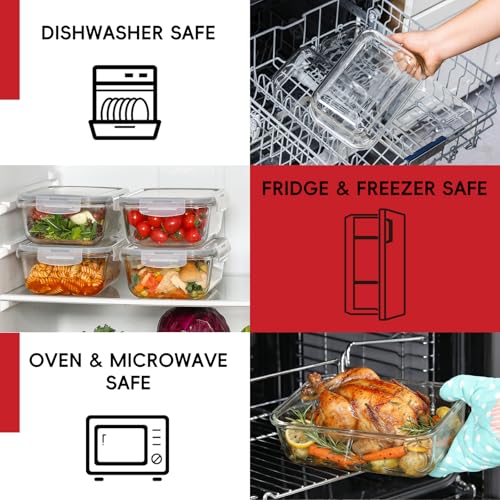Snuvid 4 Pack Large 63oz Glass Food Storage Containers with Airtight Lids